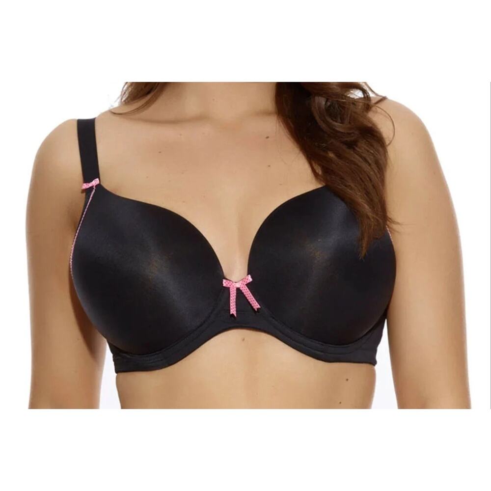 NEW Elomi Bijou 8720 Bra Black Pink UW Moulded Padded Racer Bra UK 38FF US 38H